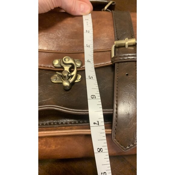 Ecosusi Brown Leather Crossbody Messenger Bag Adjustable Strap - Picture 8 of 9